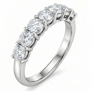 18K Gold 1.5ct Natural Diamonds semi eternity band - size 7